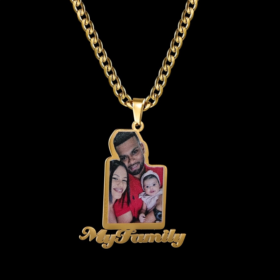 Custom Engraved Stainless Steel Name Necklace with Photo